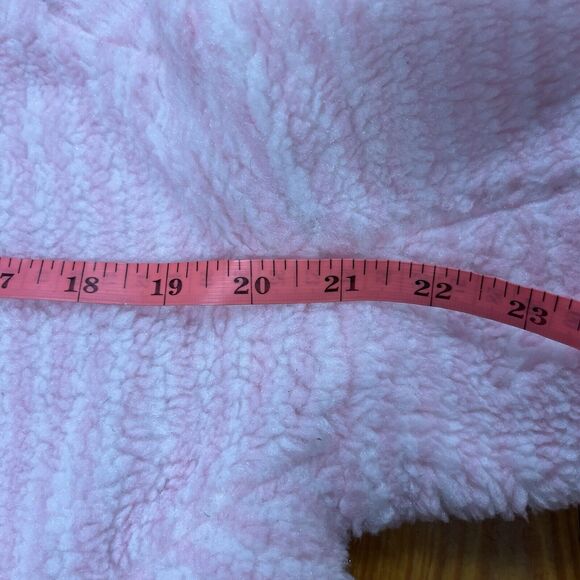 Vtg 80s Girl 0-6 Mth 1 piece Bunting Pram Fleece Suit Hood Zip Stripes Cuff USA - Picture 16 of 16